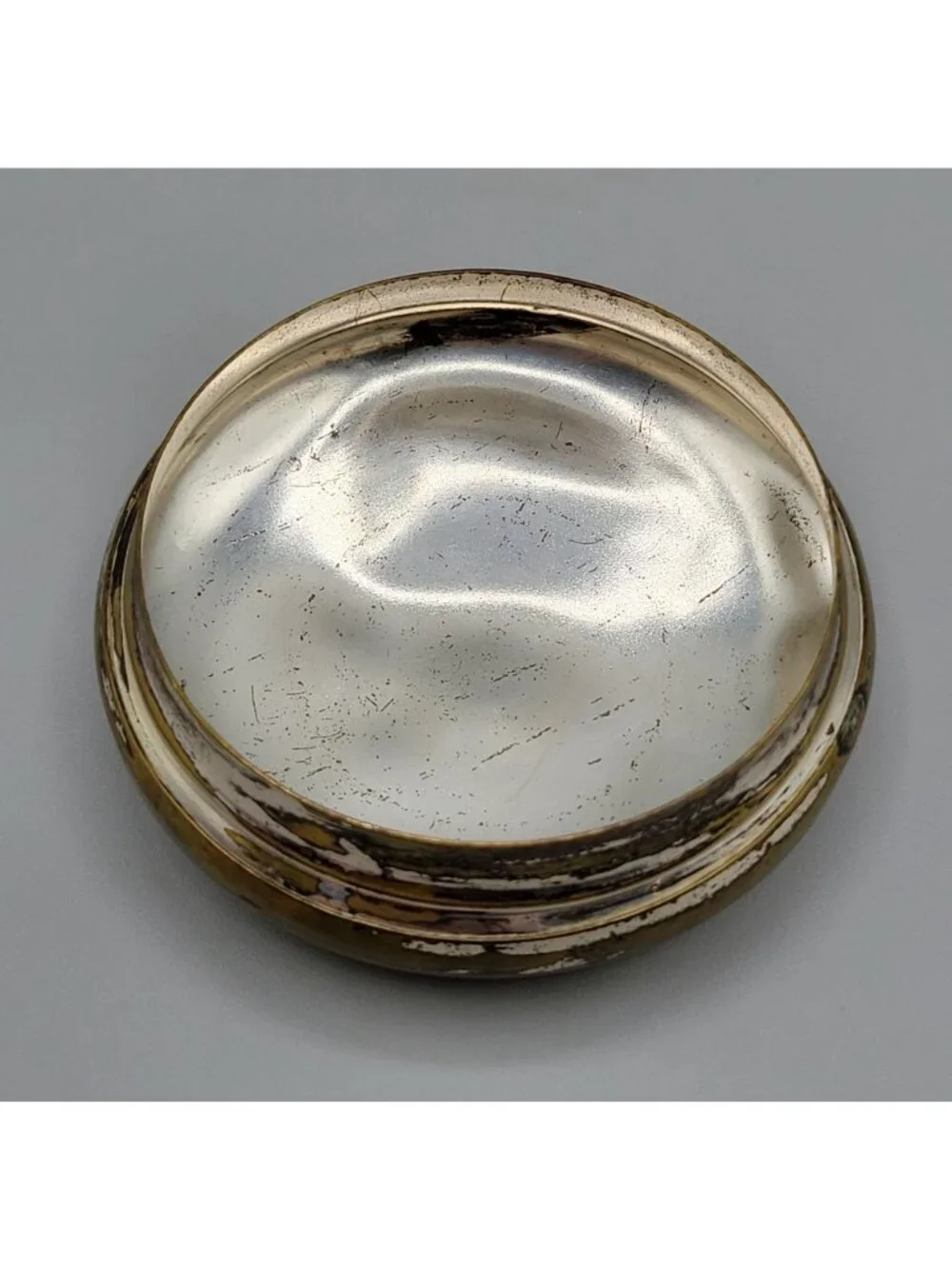 Vanity Jar Art Deco EAPG Clear Glass Celluloid Metal Lid Victorian Dresser Jar